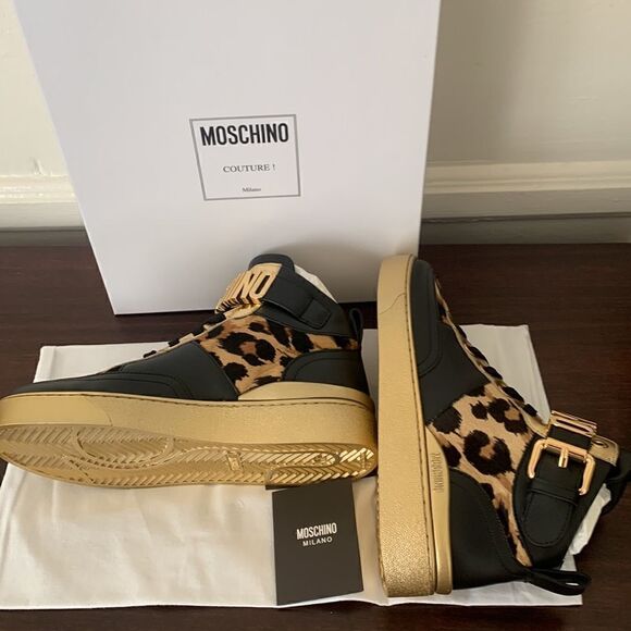 Moschino genuine calf hair detail basket sneaker size 7 new - Picture 13 of 16